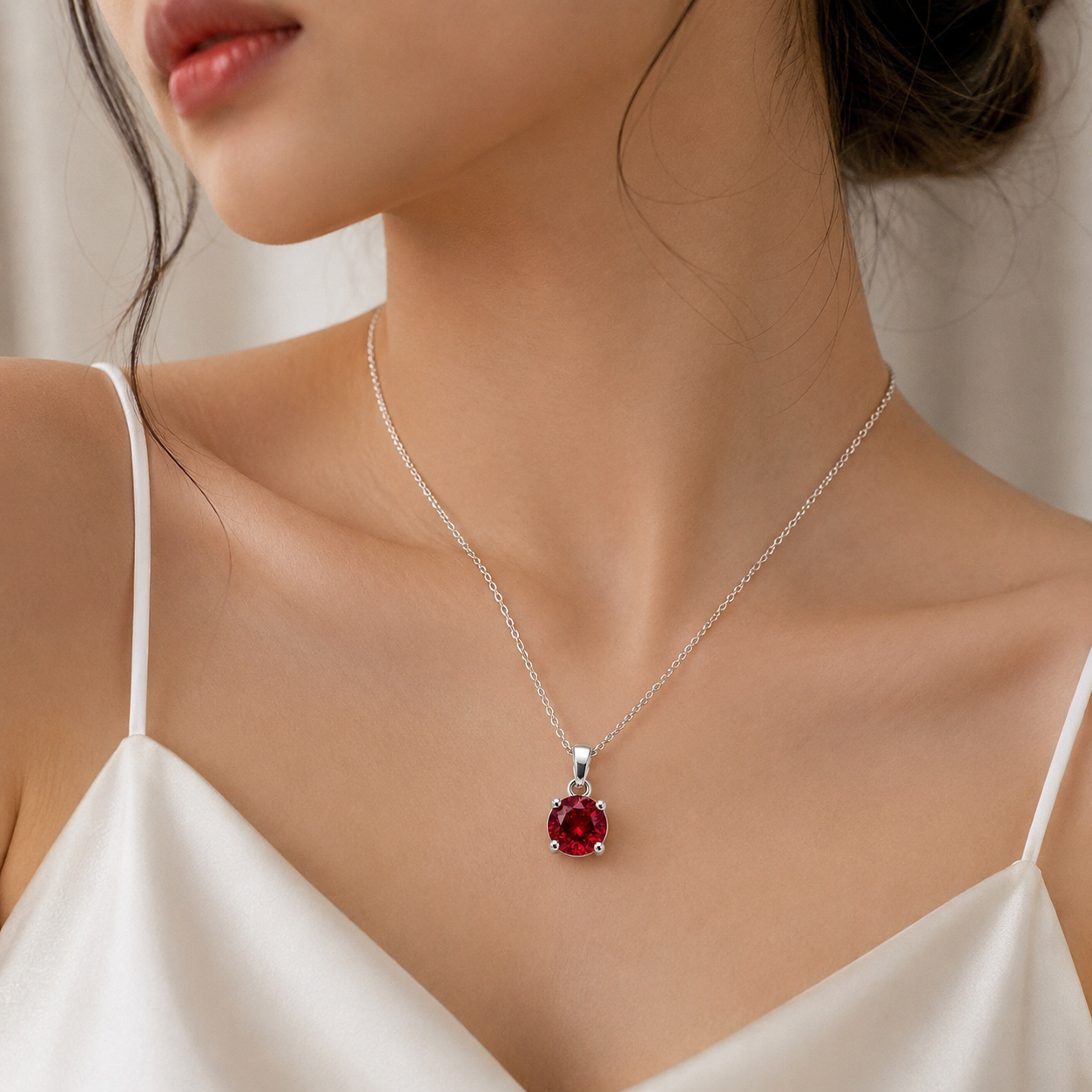 Eden Silver Red Stone Pendant