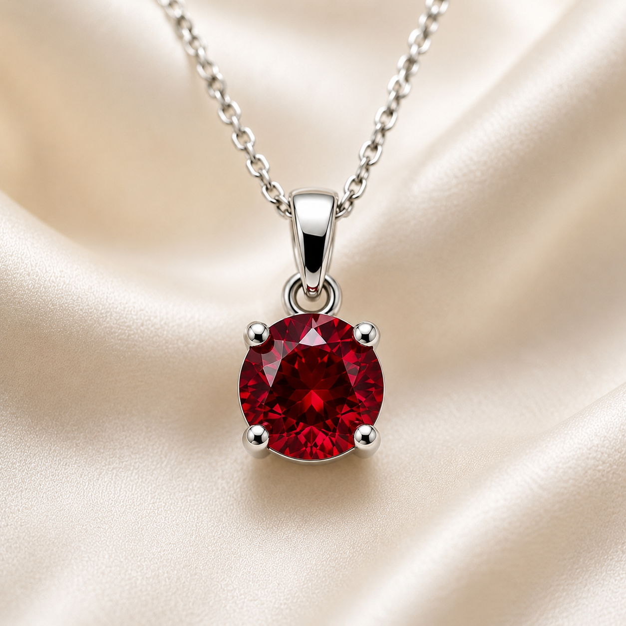 Eden Silver Red Stone Pendant