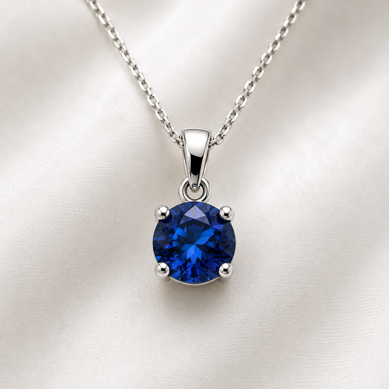 Eden Silver Pendant - Blue Sapphire