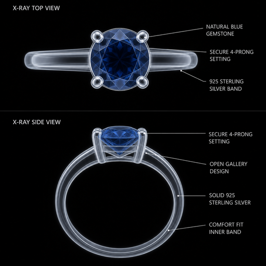 Eden Ladies Silver Ring - Blue Sapphire