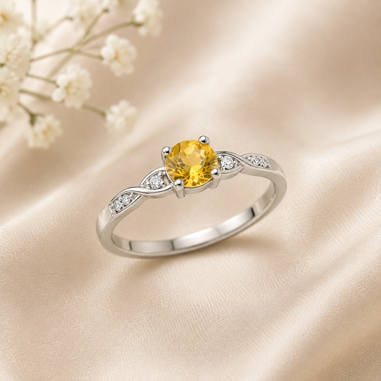 Soléa Yellow Gemstone Ladies Silver Ring