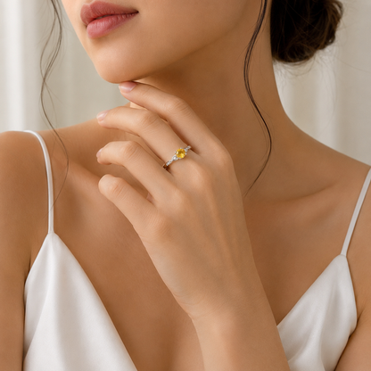 Soléa Yellow Gemstone Ladies Silver Ring